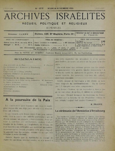 Archives israélites de France. Vol.94 N°46-47 (30 nov. 1933)
